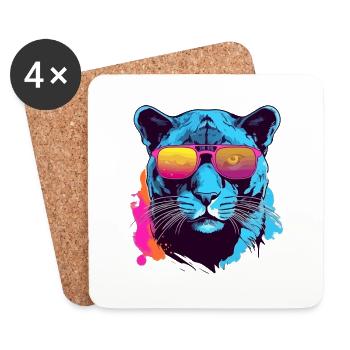Nila der Panther - Untersetzer (4er-Set) - Weiß - Vorne