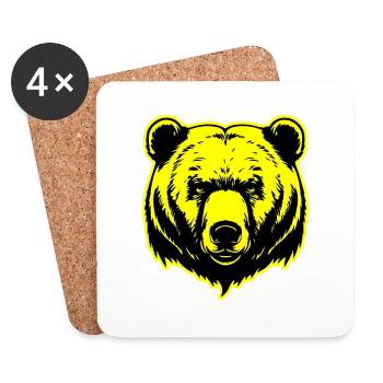 Tête de grizzli d’ours - Dessous de verre (lot de 4) - blanc - Devant