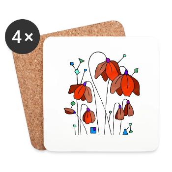 Fleur - Dessous de verre (lot de 4) - blanc - Devant