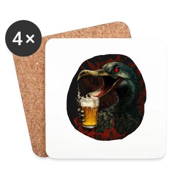 Canard d’horreur dangereux avec de la bière - Dessous de verre (lot de 4) - blanc - Devant