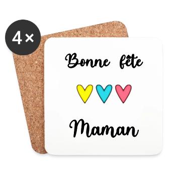 BONNE FÊTE MAMAN. MAMAN. FÊTE DES MÈRES - Dessous de verre (lot de 4) - blanc - Devant