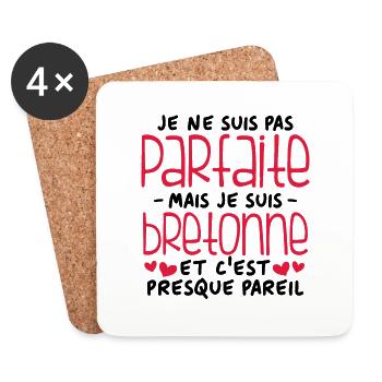 Je ne suis pas parfaite mais je suis bretonne - Dessous de verre (lot de 4) - blanc - Devant