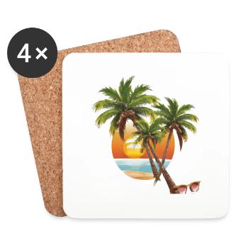 Sommerstrand - Untersetzer (4er-Set) - Weiß - Vorne
