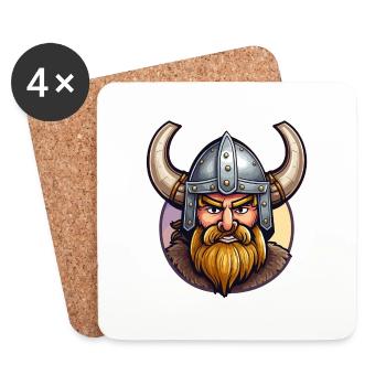 Aventure nordique: Cartoon Vikings » - Dessous de verre (lot de 4) - blanc - Devant