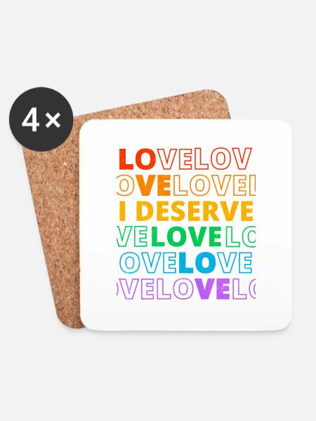 Gay Pride Parade LGBTQ+ Rainbow Flag Body Positive - Untersetzer (4er-Set) - Weiß