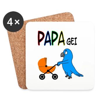 PAPAgei mit Kinderwagen - Untersetzer (4er-Set) - Weiß - Vorne