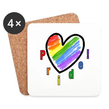 LGBTQ Heart Pride - Untersetzer (4er-Set) - Weiß - Vorne