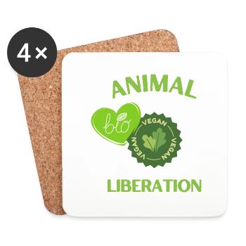 Organic vegan, Animal Liberation - Coasters (set of 4) - white - Front