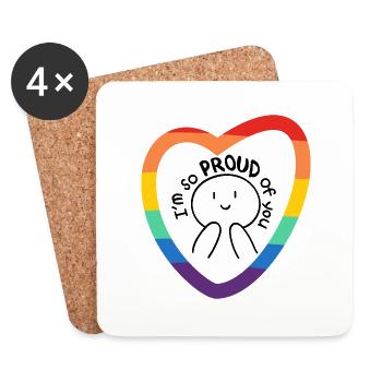 LGBT Pride Month Rainbow Love-ich bin so stolz auf dich - Untersetzer (4er-Set) - Weiß - Vorne