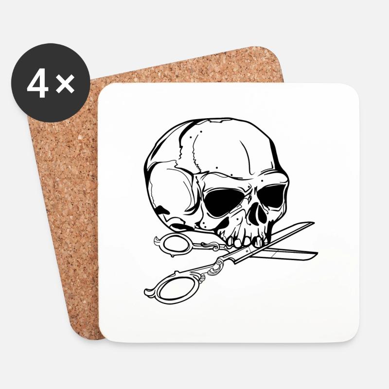 Schneider // Skull // Illustration - Untersetzer (4er-Set) - Weiß