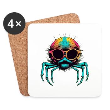 Mikala l'araignée à lunettes - Dessous de verre (lot de 4) - blanc - Devant