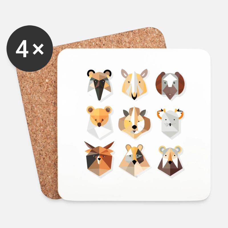 Geometric animals - Coasters (set of 4) - white