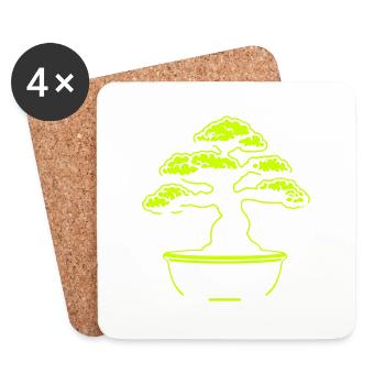 Symbole de l’arbre à bonsaï - Dessous de verre (lot de 4) - blanc - Devant