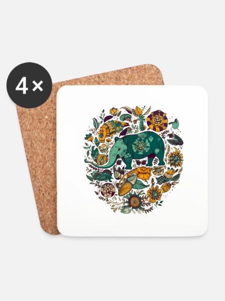 Lou der Tapir - Untersetzer (4er-Set) - Weiß