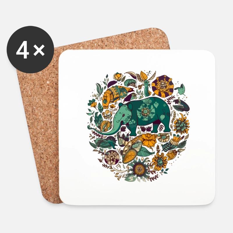 Lou der Tapir - Untersetzer (4er-Set) - Weiß