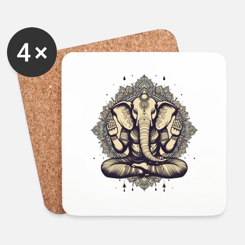 yoga Elefant - Untersetzer (4er-Set) - Weiß