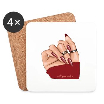 Hand Rot - Untersetzer (4er-Set) - Weiß - Vorne