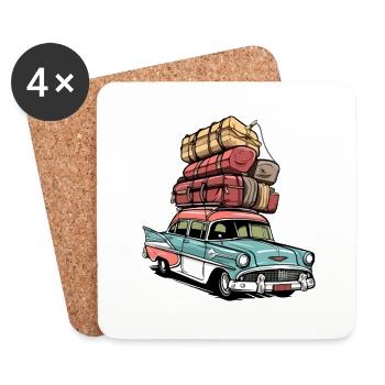 American on a trip - Coasters (set of 4) - white - Front