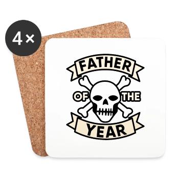 Père de l’année : Skull Tribute Design - Dessous de verre (lot de 4) - blanc - Devant