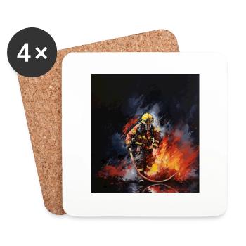 Un design de pompier héroïque pour de vrais héros - Dessous de verre (lot de 4) - blanc - Devant