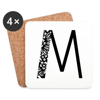 Buchstabe M - Untersetzer (4er-Set) - Weiß - Vorne