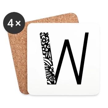 Buchstabe W - Untersetzer (4er-Set) - Weiß - Vorne