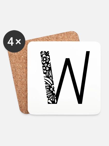 Buchstabe W - Untersetzer (4er-Set) - Weiß
