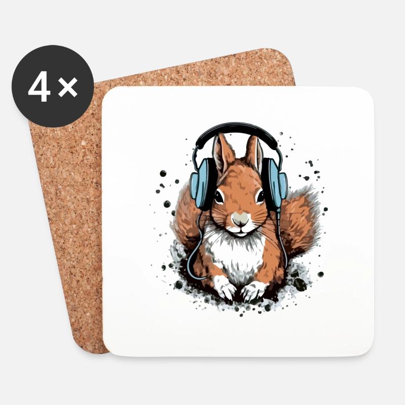 Jiko das audiophile Eichhörnchen - Untersetzer (4er-Set) - Weiß