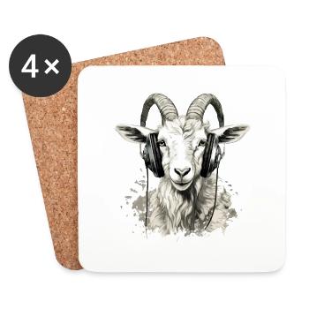 Kitty, die audiophile Ziege - Untersetzer (4er-Set) - Weiß - Vorne