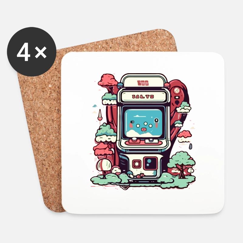 Vintage-Arcade-Automat - Untersetzer (4er-Set) - Weiß
