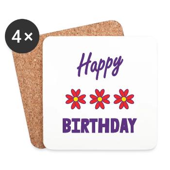 JAHRESTAG. ALLES GUTE ZUM GEBURTSTAG. ALLES GUTE ZUM GEBURTSTAG. - Untersetzer (4er-Set) - Weiß - Vorne