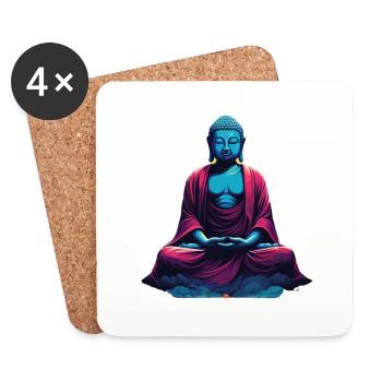 Bouddha bleu dans la méditation contemplation dualité - Dessous de verre (lot de 4) - blanc - Devant