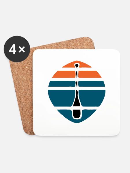 Paddel Sonnenuntergang Logo - Untersetzer (4er-Set) - Weiß