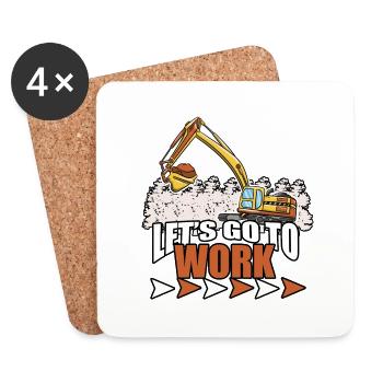 Bagger Baustelle Bauarbeiterin Mädchen I Geschenk - Untersetzer (4er-Set) - Weiß - Vorne