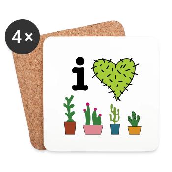 J’adore les cactus - Dessous de verre (lot de 4) - blanc - Devant