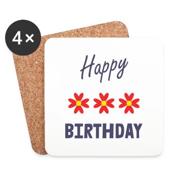 ALLES GUTE ZUM GEBURTSTAG. ALLES GUTE ZUM GEBURTSTAG. JAHRESTAG. - Untersetzer (4er-Set) - Weiß - Vorne