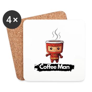 Coffee Man - Untersetzer (4er-Set) - Weiß - Vorne