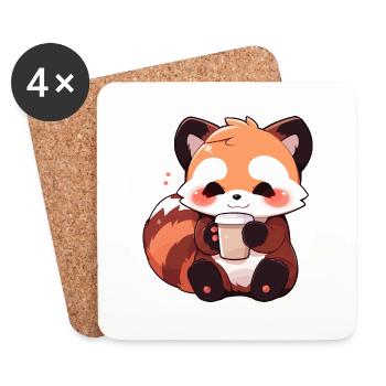 Roter Panda - Untersetzer (4er-Set) - Weiß - Vorne