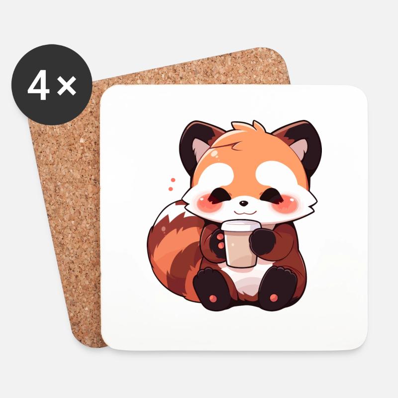 Roter Panda - Untersetzer (4er-Set) - Weiß