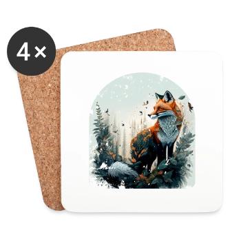 Fuchs Natur Wald Umweltschutz Klimaschutz - Untersetzer (4er-Set) - Weiß - Vorne