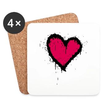 Heart - Coasters (set of 4) - white - Front