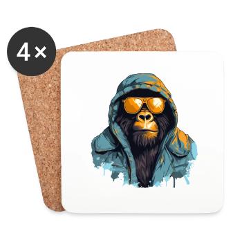 Streetstyle-Berggorilla | Gorilla-Liebhaber - Untersetzer (4er-Set) - Weiß - Vorne