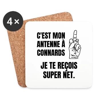 antenne à connards - Dessous de verre (lot de 4) - blanc - Devant