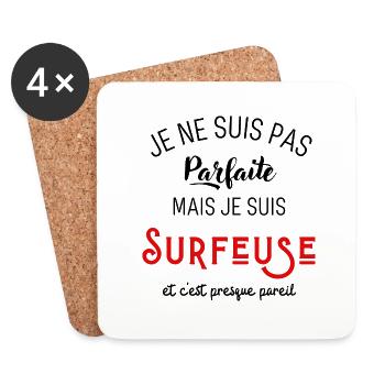 Pas parfaite mais surfeuse - Dessous de verre (lot de 4) - blanc - Devant