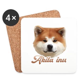 akita inu - Coasters (set of 4) - white - Front