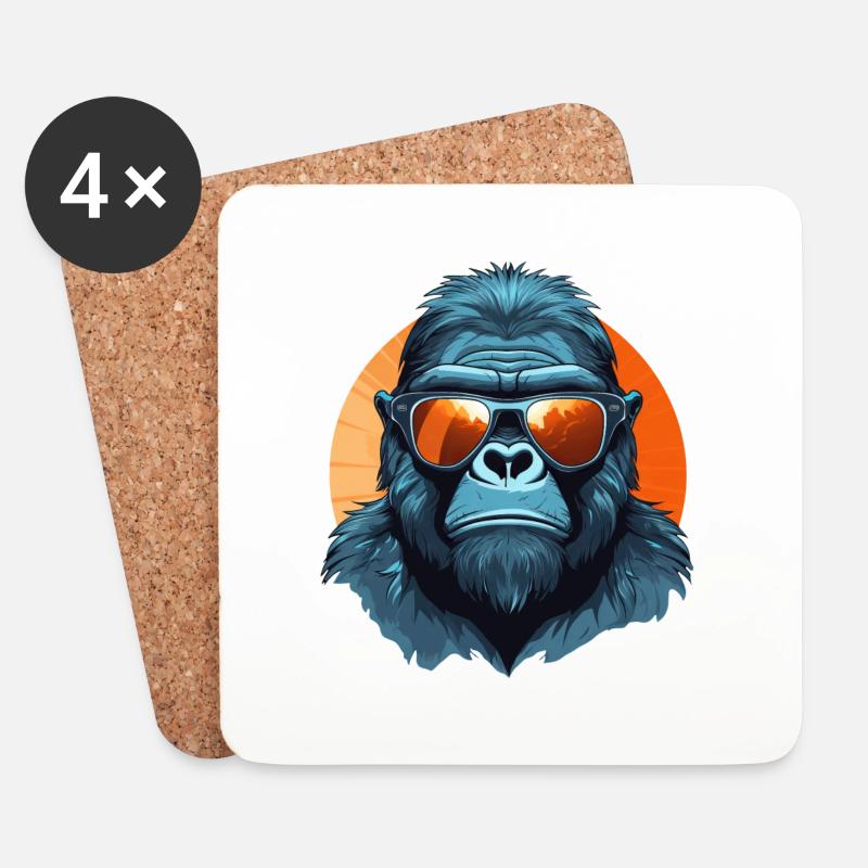 Cooler Gorilla - Gorilla mit Sonnenbrille beim - Untersetzer (4er-Set) - Weiß