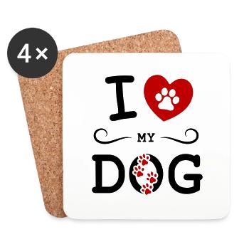 I love my dog - Coasters (set of 4) - white - Front