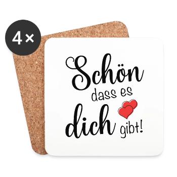 Schön dass es dich gibt - Untersetzer (4er-Set) - Weiß - Vorne