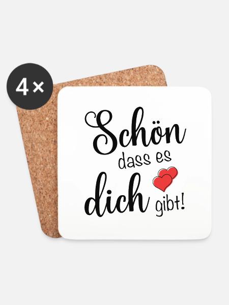 Schön dass es dich gibt - Untersetzer (4er-Set) - Weiß