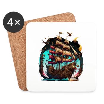 Pirate ship - Coasters (set of 4) - white - Front